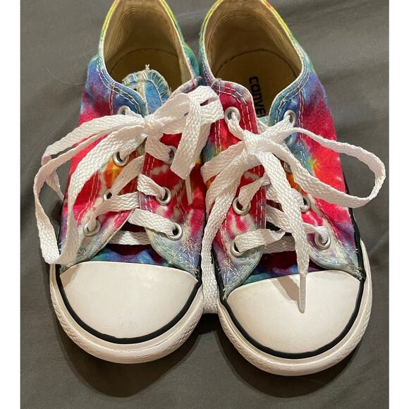 Converse Allstar Tie SZ 9 Toddler Low Top Sneaker Rainbow Tie Dye Kidcore Hippie - Picture 3 of 6